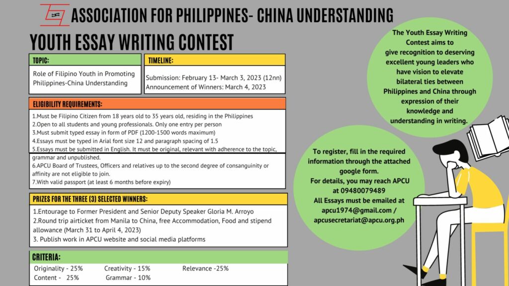 Youth Essay Writing Contest The Association for PhilippinesChina